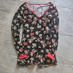 Betty Boop Long Sleeve One Piece Pajama Romper SIZE S